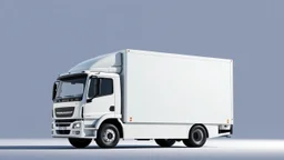 side profile of a white generic cube truck / cargo truck, pixar