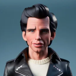 Wide view Young Fonz with black hair greaser figure doll 1977 (thumbs-up) (face) Forehead grin, fonzarelli, ((arnold's drive-in)) fonzie