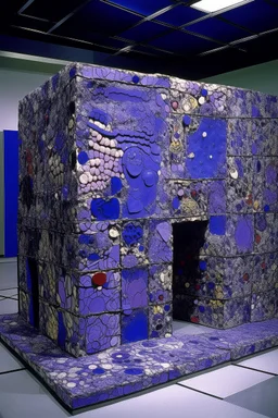 A violet realm with a void designed in Ica stones painted by Jean Dubuffet