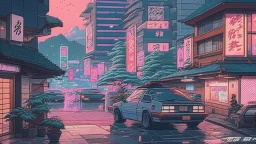 soothing 80s Japanese city ,