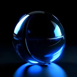 a close up of a shiny blue ball with a black background, glossy sphere, glowing sphere, translucent sphere, glass ball, glass sphere, plasma globe, inside glass orb, rendered in arnold, 8 k 3 d render ray traceing, glass shader, rendered in redshift, energy spheres, magical glowing sphere in midair, computer generated, rendered in blender