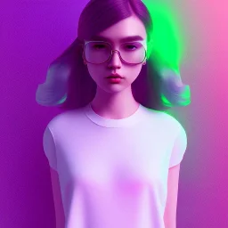 isometric clean art of super cute nerd girl wearing shades, neon lighting, soft lighting, soft pastel gradients, high definition, 3d icon clay render, blender 3d, studio lighting, god rays, octane render, unreal engine 5