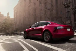 A Tesla 'Model Y' is drifting at high speeds, near the 'Central Synagogue' in New York City. (CINEMATIC, WIDE ANGLE LENS, PHOTO REAL)