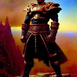 portrait of 'Akashachi-Fist of the North Star',ancient metal armor , painting by gaston bussiere, greg rutkowski, yoji shinkawa, yoshitaka amano, tsutomu nihei, donato giancola, tim hildebrandt, oil on canvas, cinematic composition, extreme detail,fit full head inside picture,16k