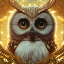 realistic, octane portrait, natural lighting,full body shining gold metal, elegant, bokeh, volumetric lighting, extreme detail, Photorealism, High detail, Hyper realistic Owl in forest, macro lens blur,cinematic, cinema4d, HDR, 8k, unreal engine 5