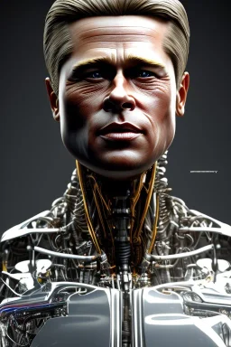 Brad Pitt sorrow terminator robot, 8k resolution, realistic, intricate, 8k resolution, high-quality, fine-detail, digital art, detailed matte, volumetric lighting, dynamic lighting, photorealistic