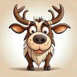 pictre a cow body with a dog face and moose horns, cartoon, reality