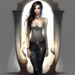 pretty girl, brunette, conventionally attractive, realism, skinny, hourglass, full length, sexy, fantasy