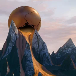 blood pours from a giant crack in the sphere