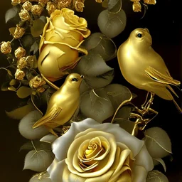 gold roses and a gold dove