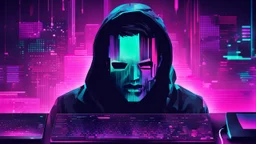 create me a hacker desktop background with the style of glitchart