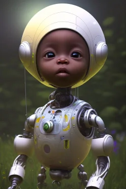 african baby inside egg, 3d, village, robot, 8k quality