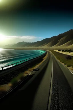 Create a breathtaking image of Costal Highway Balochistan.