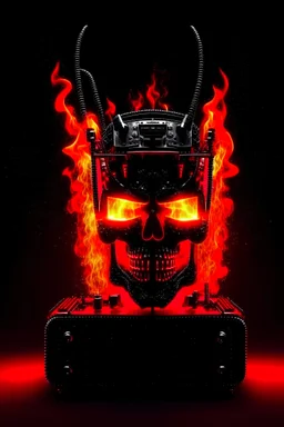 4K. REALISTIC FULL DETAILS. LOGO EMISSION DE RADIO HARDROCK FIRESTARTER TERMINATOR PUNK ; FLAMMES EN FOND D IMAGE