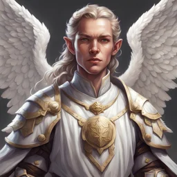 dnd, portrait of angel cleric without wings