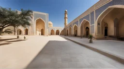 Mosque courtyard, arches, minaret, beautiful composition, award-winning photograph, astonishing realism