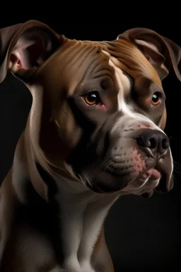 Pit bull dog 90mm studio photo, hyperrealistic