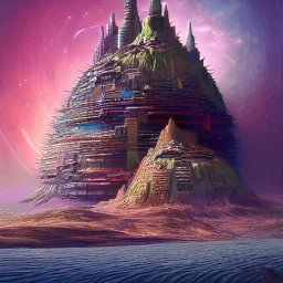 A fantastic space city by Bob Eggleton and by Lebbeus Woods and by Roger Dean and by Paul Lehr.