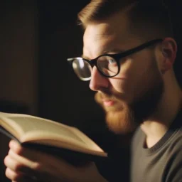 A picture of a person reading a remarkable book on self-development, with a focus on working on self-improvement and acquiring new knowledge, 4K