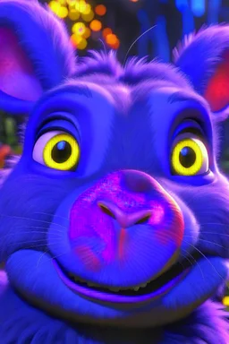 Movie poster for a Disney-Pixar movie about a giant gray flemish giant rabbit with purple eyes named Amie