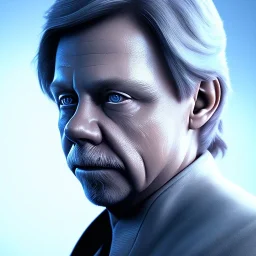 photorealistic jedi mark hamill Star Wars, sharp blue eyes, accurate details, render, cinematic lighting