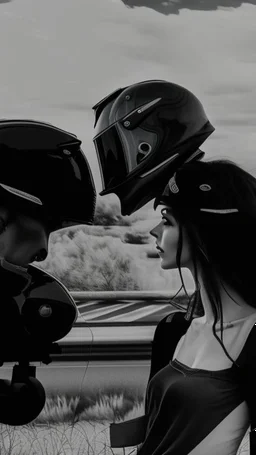 A couple in motorcycle