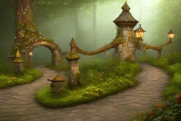 wooded stone lantern path forest