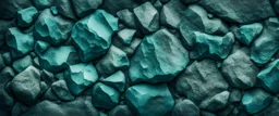 Green blue rock texture. Toned rough mountain surface texture. Crumbled. Close-up. Dark teal rocky background with space for design. Fantasy.