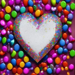 A heart made out of candy and glitter