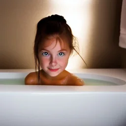 Girl standing in bathtub