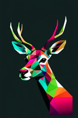 Geometric deer face side colorfull