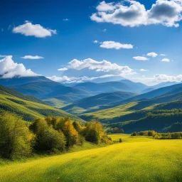 country side,mountains at far ,blue sky,pretty clouds