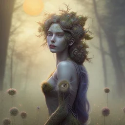 Portrait of beautiful girl, face dept of field,face shining, plant, metal, feathers, Dryad, fae, sidhe, ominous, nature, plants, wildflower flare, facepaint, dnd character portrait, intricate, oil on canvas, masterpiece, expert, insanely detailed, 4k resolution, retroanime style, cute big circular reflective eyes, cinematic smooth, intricate detail , soft smooth lighting, soft pastel colors, painted Renaissance style,sharp fucus, bokeh,macro lens, 1500mm lens