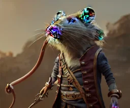  humanoid rat dressed as a pirate, detailed, realistic, cinematic, by greg rutkowski