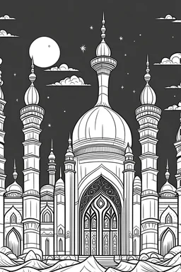 A cartoon image of a Ramadan Mosque without colors