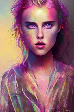 Danish singer MØ face , impressionism, purple tones,