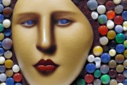 Single Human face made out of marbles by borglum