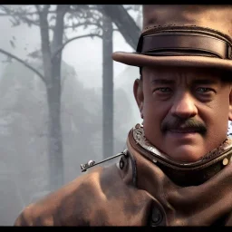 Tom Hanks steam punk character very detailed cinematic unreal engine photo realistic