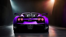 Super Evil purple and black Bugatti merged with Hyper Sport, desktop wallpaper, 4K, Cinematic, rear view