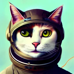 head and shoulders masterpiece portrait of a cute adorable cat wearing a spacesuit, surreal background, digital art by krenz cushart, trending on artstation, cgsociety