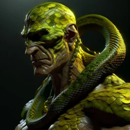 Snake man, green-yellow shades, high detail, high resolution, 8K