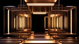 a 3d fractal stage structre made of metallic color 3d structures, pertty artistc background,dynamic lights