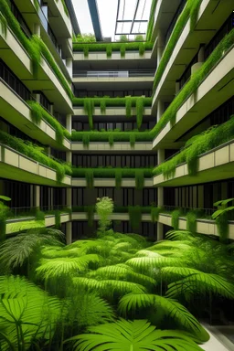 green gardens between every floor in the building