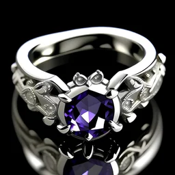 white gold amethyst ring CLADDAGH hands heart crown