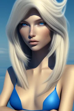 soft, cheveux blonds et lisses, voiles bleus