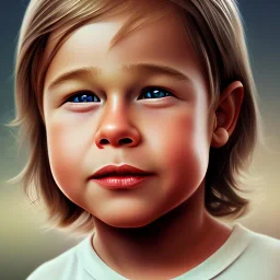 Brad Pitt toddler, smile, full body, hyper realistic