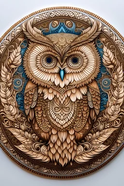 A wodden mandala with owl