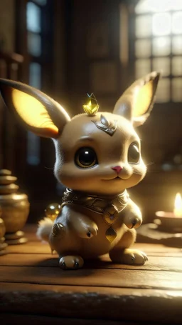 Photorealistic cute Pichu, natural lighting, volumetric lighting maximalist photo illustration 8k resolution concept art intricately detailed, complex, elegant, expansive, fantastical"