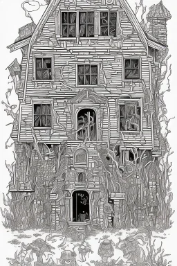 coloring book page Small Haunted Houses