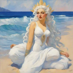 [art by Kupka] "Shiva" refers to Marilyn Monroe as Circe the awesome nymph with lovely braids on the beach, sweating under the sun, she takes care of monsters that are surrounding her